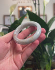 Baikalla Natural Light Blue-Green & Sajin (Golden Dust) Jadeite Jade "Half Round" Bangle Bracelet (54.5mm) 