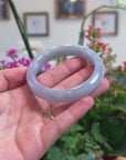 Baikalla Natural Light Blue-Green & Lavender Jadeite Jade "Half Round" Bangle Bracelet (57.7mm) 