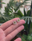 Baikalla 18K Yellow Gold "Classic Stud" Burmese Jadeite Jade Earrings W/ Imperial Jade