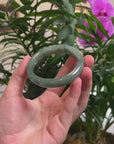 Baikalla Oil-Green Jadeite Jade "Half Round" Bangle Bracelet (57.5mm) 