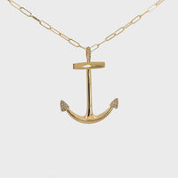 Baikalla 18k Yellow Gold Anchor with Diamonds Pendant Necklace