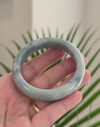 Baikalla Natural Light Blue-Green & Lavender Jadeite Jade "Half Round" Bangle Bracelet (54.6mm) 