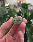 Baikalla Natural Icy Deep Forest Green Jadeite Jade Traditional Ring 