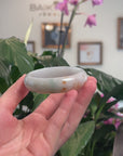 Baikalla Natural Icy Light Blue-Green & Orange Sajin (Golden Dust) Jadeite Jade "Half Round" Bangle Bracelet (56.3mm) 
