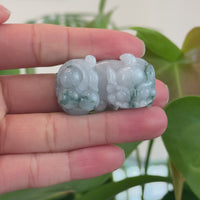 Genuine Burmese Ice Blue-Green Jadeite Jade PiXiu Pendant Necklace