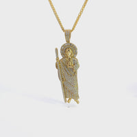 Sterling Silver Gold Plated Jesus Moissanite Charm Necklace