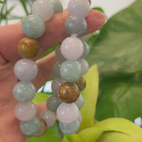 Natural Jadeite Jade 13mm Round Beads Bracelet ( 13 mm ) For Men