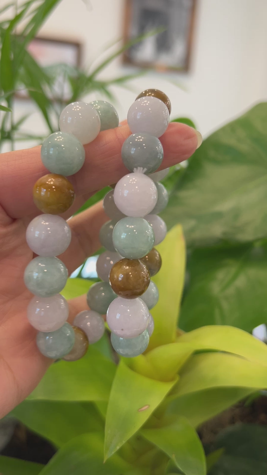 Natural Jadeite Jade 13mm Round Beads Bracelet ( 13 mm ) For Men