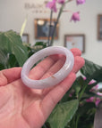 Baikalla Natural Light Lavender W/ Sajin Jadeite Jade "Half Round" Bangle Bracelet (54mm) 