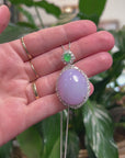 Baikalla 18K White Gold Natural Lavender Jadeite Jade Pendant W/ Natural Diamonds & Imperial Jade