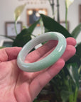 Baikalla Natural Apple-Green Jadeite Jade "Half Round" Bangle Bracelet (57.8mm) 