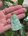Baikalla 14K Yellow Gold "Guan Yin" Apple-Green Jadeite Jade Pendant W/ Natural Diamonds