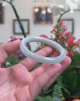 Baikalla Natural Light Blue-Green Jadeite Jade "Traditional Round" Bangle Bracelet (54.3mm) 