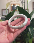 Baikalla Natural Red Flower & Vibrant Green Patch Jadeite Jade "Half Round" Bangle Bracelet (59.7mm) 