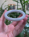 Baikalla Light Lavender W/ Light Blue-Green Flowers "Traditional Round" Jadeite Jade Bangle Bracelet (57.8mm) 