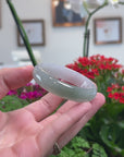 Baikalla Natural Icy Light Oil-Green Jadeite Jade "Oval" Bangle Bracelet (51.6mm) 