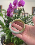 Baikalla Yellow-Brown & Light Blue-Green Jadeite Jade "Half Round" Bangle Bracelet (57mm) 