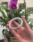 Baikalla Light Green & White-Lavender W/ SaJin Jadeite Jade "Half Round" Bangle Bracelet (56mm) 