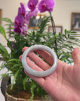 Baikalla Light Green & Grey Jadeite Jade "Half Round" Bangle Bracelet (60.1mm) 