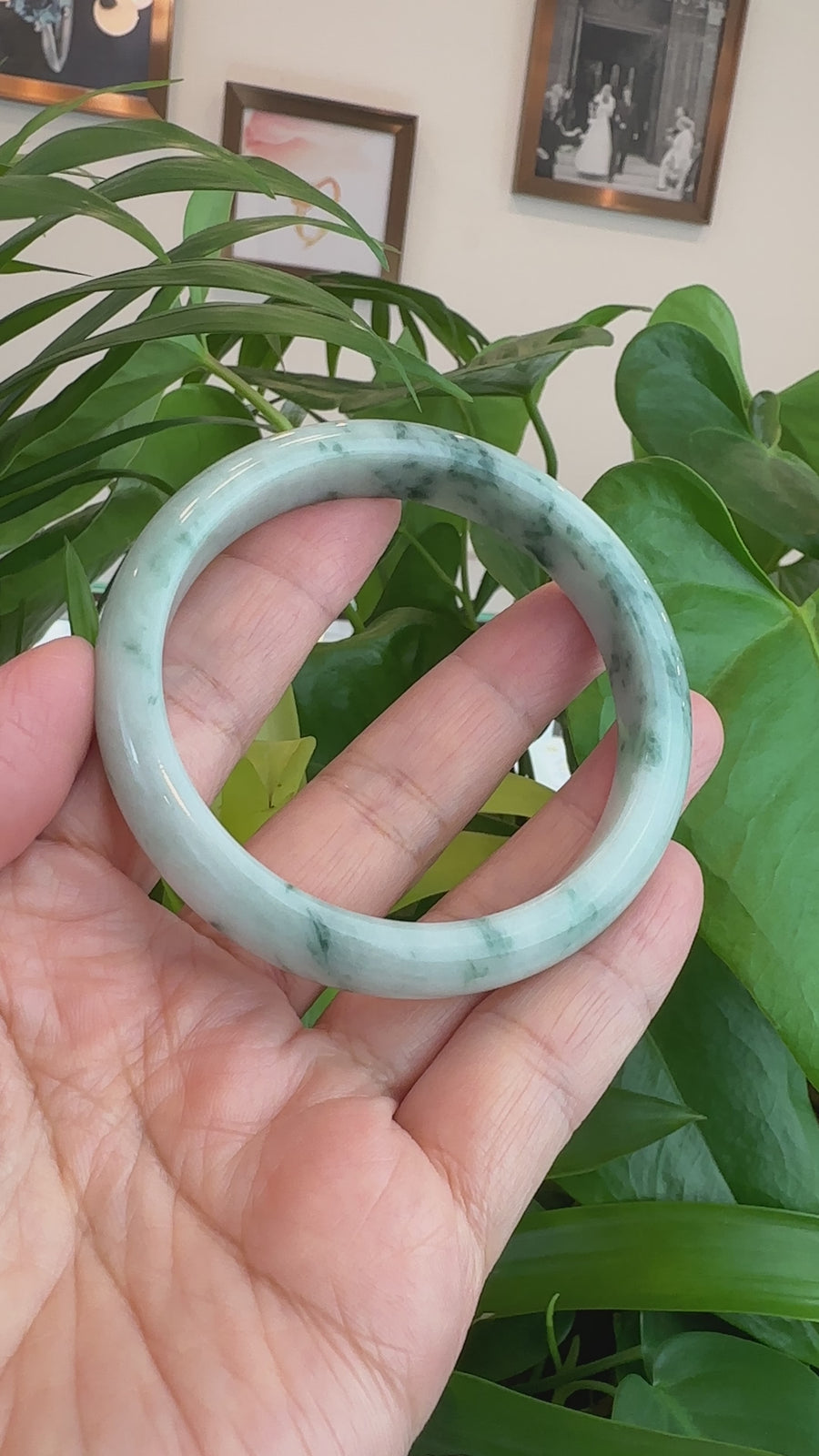 Natural Burmese Blue-green Jadeite Jade Bangle Bracelet (62.17mm)#T020