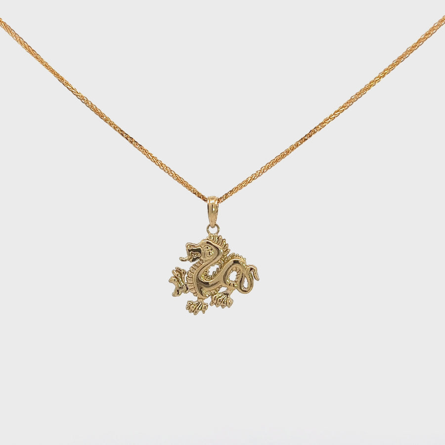 Baikalla 14k Yellow Gold Dragon Pendant Necklace
