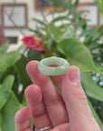 Natural Burmese Icy Apple Green Jadeite Jade Band Ring 