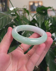 High-End Natural Icy Apple-Green Jadeite Jade "Half Round" Bangle Bracelet (53.3mm) 