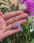 Baikalla Lavender Lotus Jadeite Jade Pendant W/ 18K Yellow Gold Bail