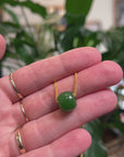 Baikalla "Good Luck Button" Deep Green Nephrite Jade TongTong Pendant Necklace