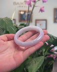 Baikalla Natural Light Lavender Jadeite Jade "Half Round" Bangle Bracelet (58.8mm) 