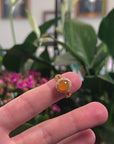 Baikalla Natural Icy Orange Jadeite Jade Oval Cabochon 18ky Gold Ring W/ Natural Diamonds 