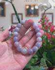 Baikalla Natural Lavender & Light Green Jadeite Jade Round Bead Bracelet (12.5mm)