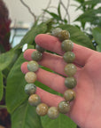 Natural Jadeite Jade 13mm Round Beads Bracelet ( 13 mm ) For Men