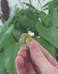 Baikalla Icy Green & Yellow Burmese Jadeite Jade Traditional Ring 