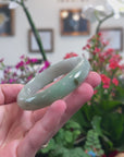 Baikalla Natural Green Jadeite Jade "Half Round" Bangle Bracelet (57.4mm) 
