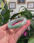 Baikalla Natural Apple-Green & Light Lavender Jadeite Jade Bangle Bracelet (59.04mm) 