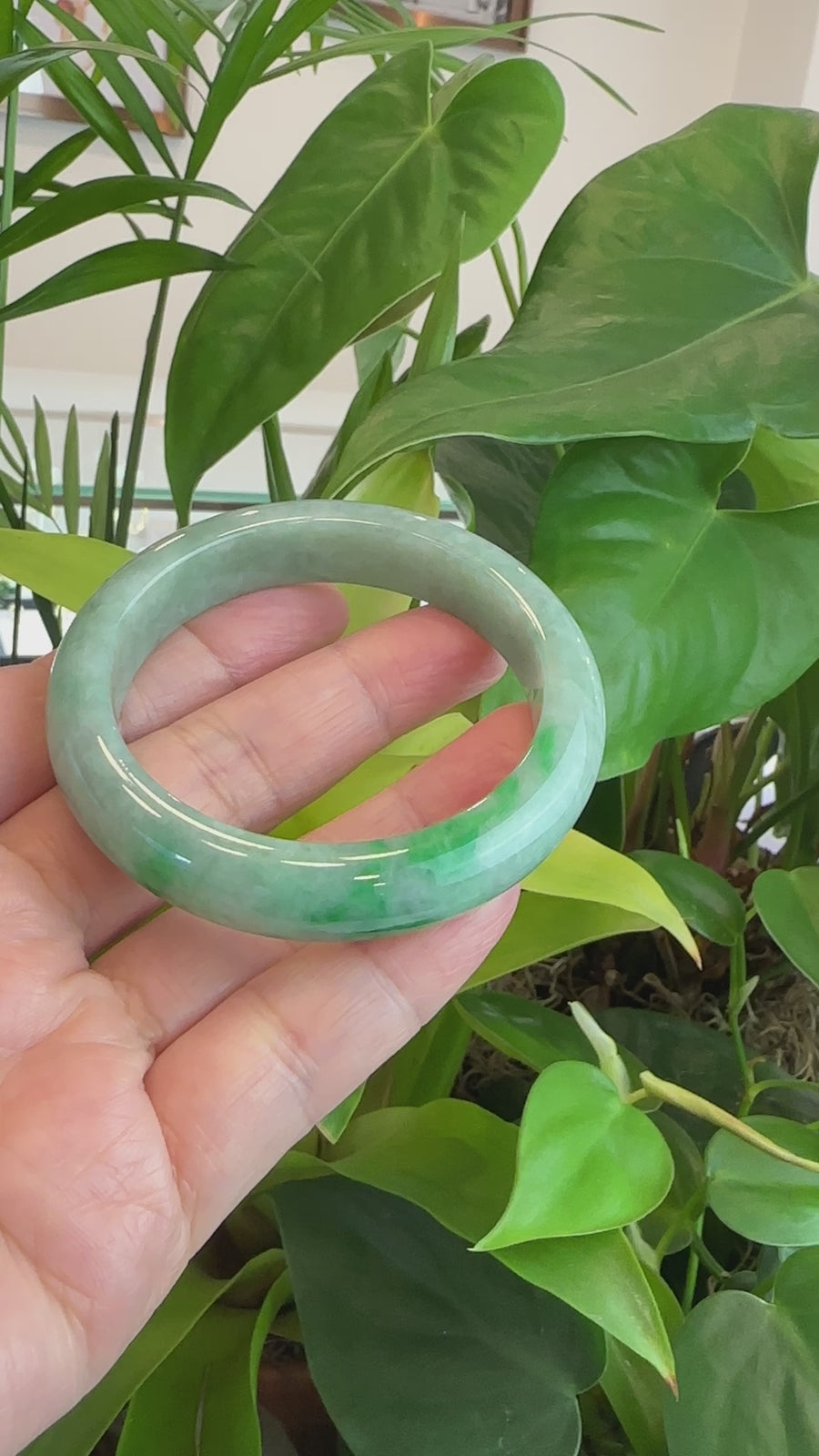Genuine Burmese Forest Green Jadeite Jade Bangle Bracelet ( 56.05 mm ) #231
