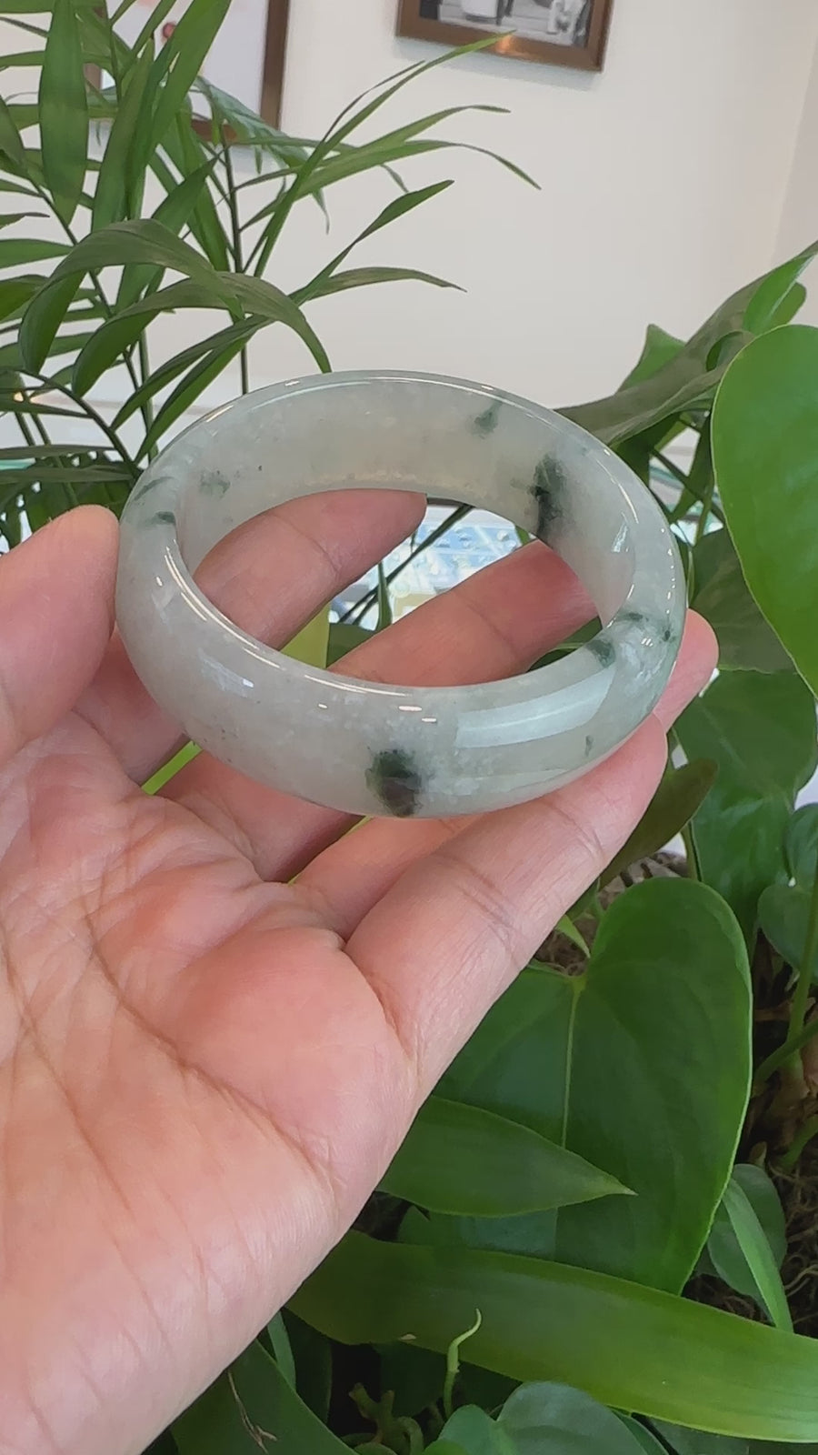 Burmese High-end Ice blue green Jade Jadeite Bangle Bracelet (58.15mm) ( Collectibles )T071