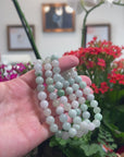 Baikalla Natural Green & Icy Jadeite Jade Round Bead Bracelet (9mm)