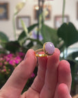 Baikalla Natural Lavender Jadeite Jade Oval Cabochon 18ky Gold Ring W/ Natural Diamonds 