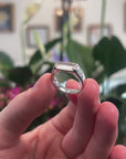 Baikalla Natural Icy Jadeite Jade 18kw Gold Bar Ring W/ Natural Diamonds 