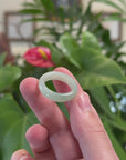 Natural Light Green Burmese Jadeite Jade Band Ring 