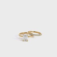 Baikalla 14k Gold Moissanite Emerald Cut 2 in 1 Engagement Ring Set