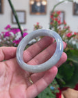 Baikalla Natural Light Blue-Green & Lavender Jadeite Jade "Half Round" Bangle Bracelet (55.6mm) 