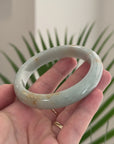 Baikalla Natural Light Green & Orange Sajin Jadeite Jade "Half Round" Bangle Bracelet (61.6mm) 