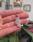 Baikalla Natural Icy Jadeite Jade "Joy Bunny" Pendant W/ 14kr Gold Bail