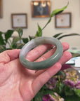 Baikalla Natural Oil-Green & Light Lavender Jadeite Jade "Square Cut" Bangle Bracelet (56.5mm) 
