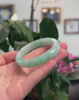 High-End Icy Vibrant Apple-Green Jadeite Jade Oval Bangle (55.1mm) 