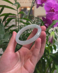 Baikalla Icy Light Green "Half-Round" Jadeite Jade Bangle Bracelet (52mm) 
