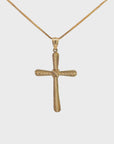 14k Yellow Gold Diamond Cut Cross Pendant Necklace